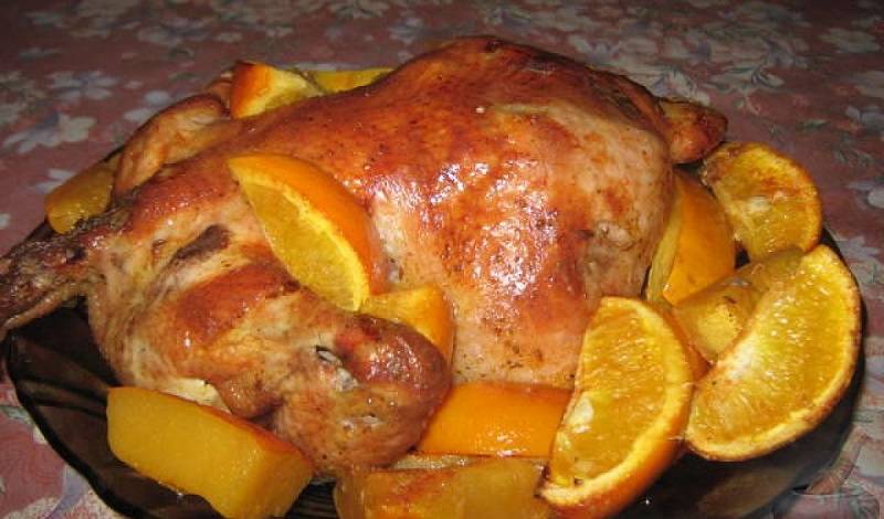 курица с апельсинами в духовке