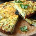 Italian Frittata with slices of fresh greens